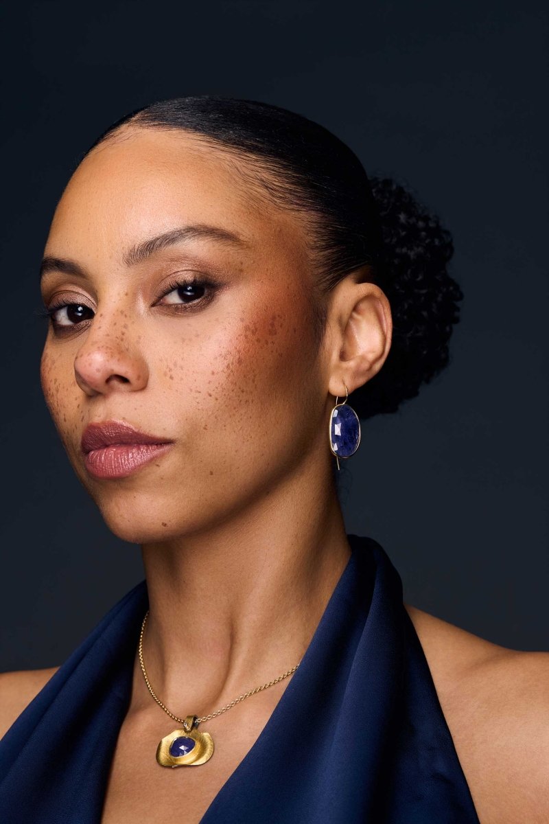 Rose Cut Tanzanite Dangle Earrings 18KY - Jewelsmith - Durham NC - Handcrafted - Earrings