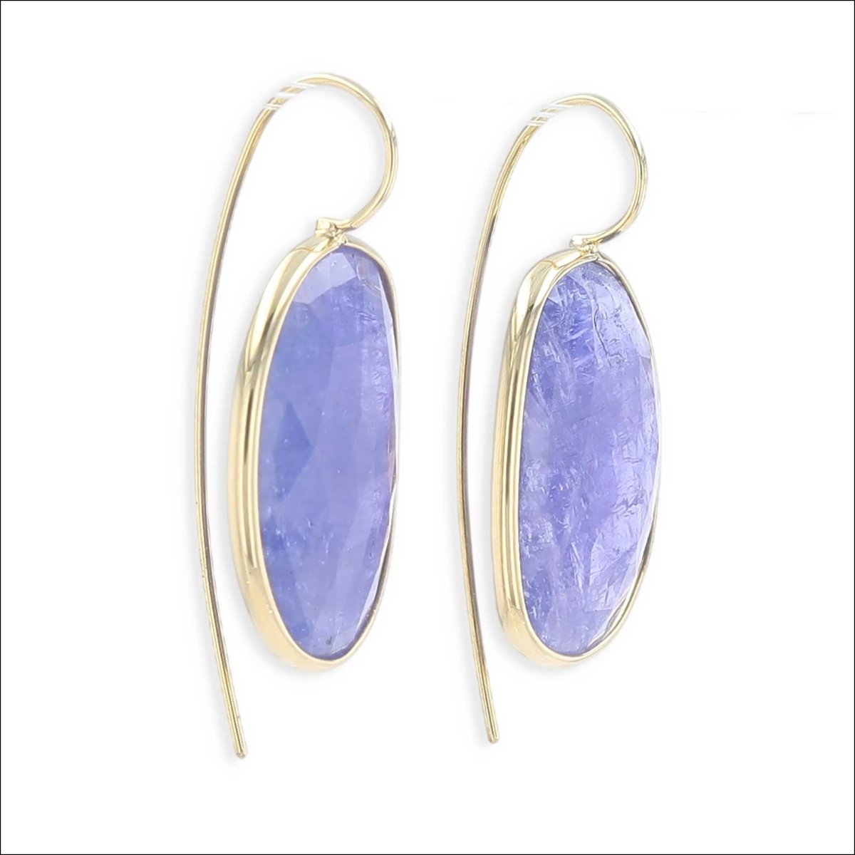 Rose Cut Tanzanite Dangle Earrings 18KY - Jewelsmith - Durham NC - Handcrafted - Earrings