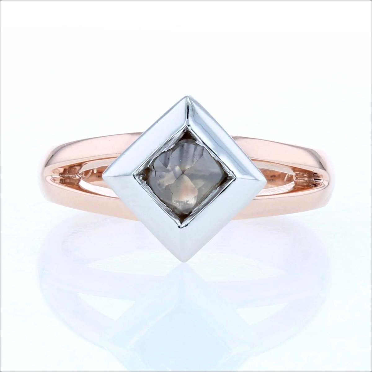 Rough Octahedral Brown Diamond Ring Platinum 14K Rose (Consignment) - JewelsmithRings