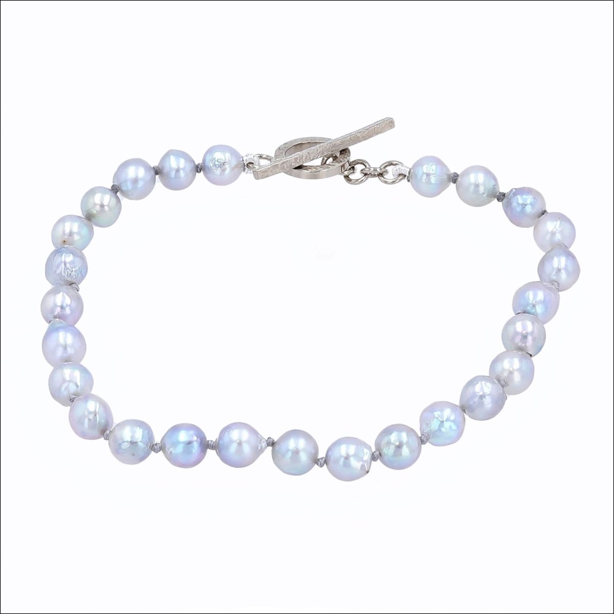 Round Blue Akoya Pearl Bracelet 18KY 8.5" - JewelsmithBracelets