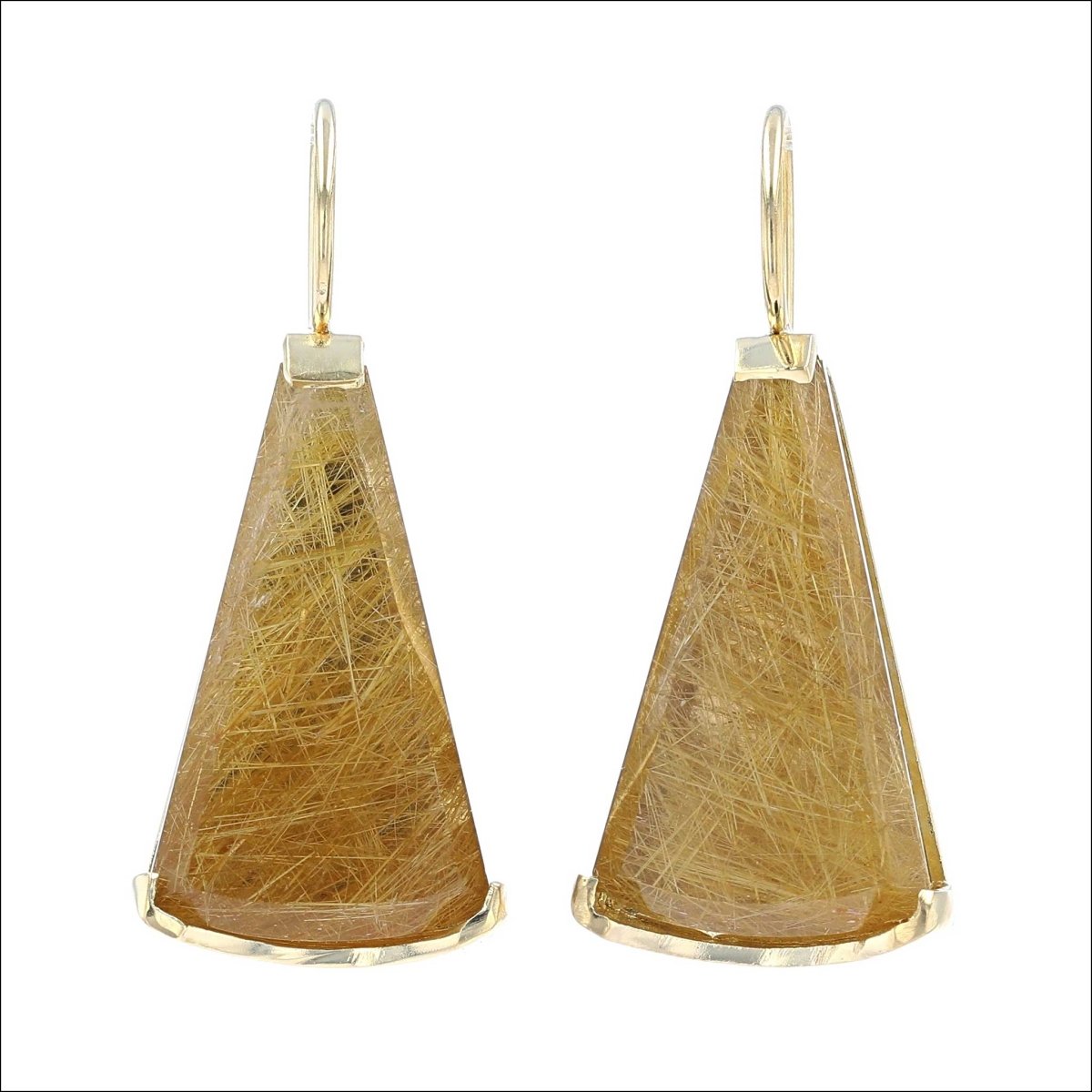 Rutilated Quartz Triangle Wire Earrings 18KY - JewelsmithEarrings