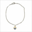Sapphire Circle Dangle on Paperclip Chain Bracelet 18KY Platinum 7" - JewelsmithBracelets