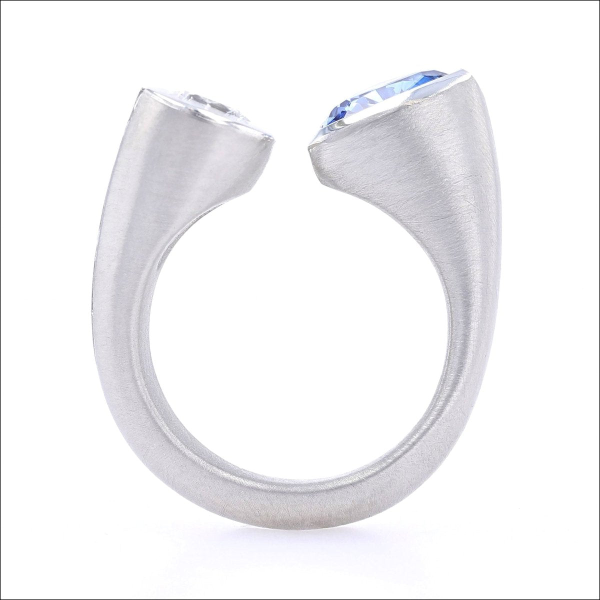 Sapphire Diamond Kissing Ring Platinum - JewelsmithRings