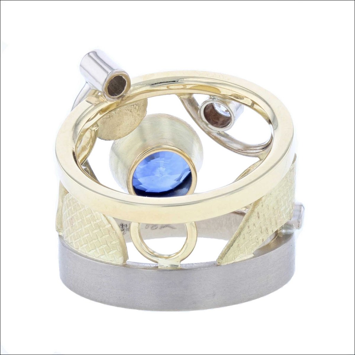 Sapphire Diamond Parts Ring 14KW 18KY - Jewelsmith - Durham NC - Handcrafted - Rings