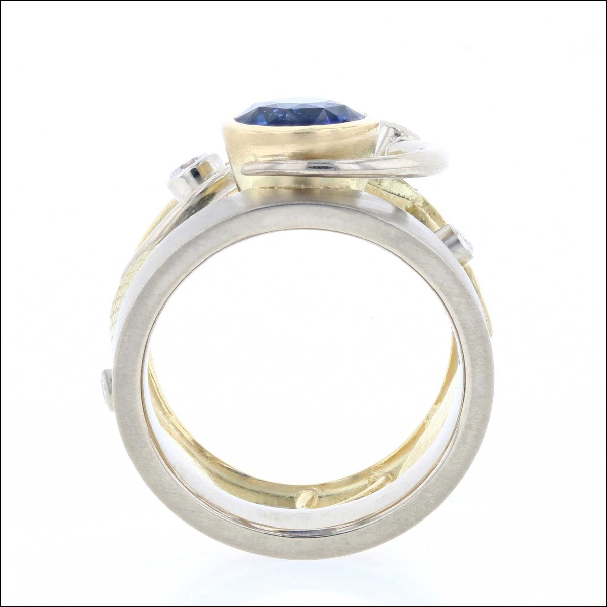 Sapphire Diamond Parts Ring 14KW 18KY - Jewelsmith - Durham NC - Handcrafted - Rings