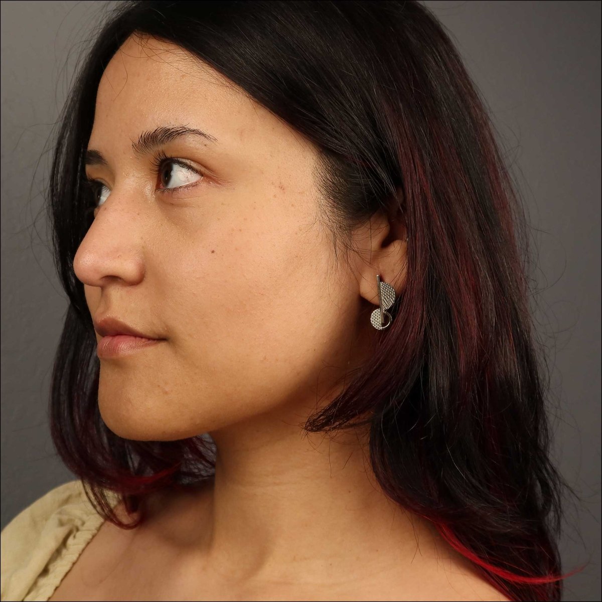 Semi Circle and Arc Textured Earrings 14KW - JewelsmithEarrings