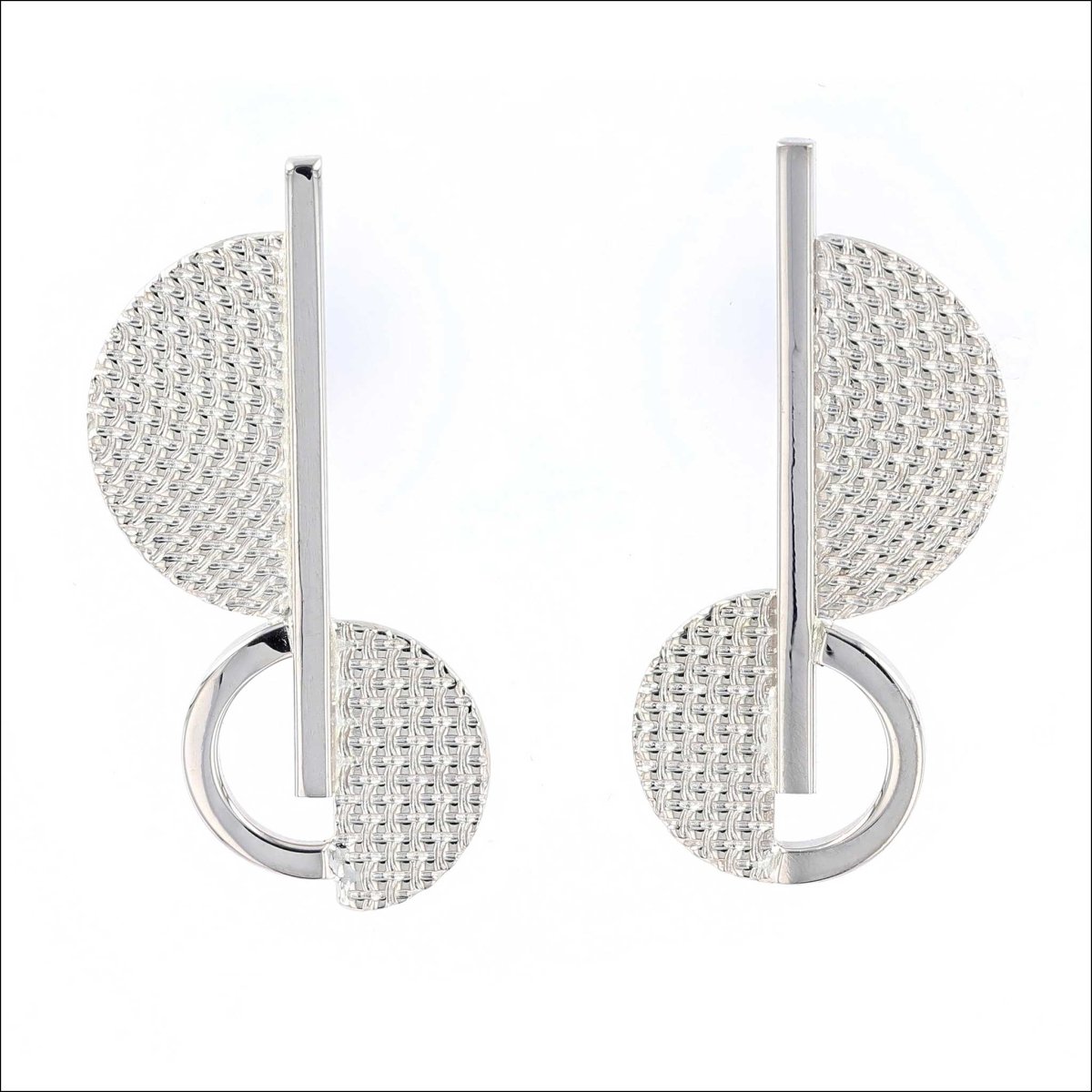 Semi Circle and Arc Textured Earrings 14KW - JewelsmithEarrings