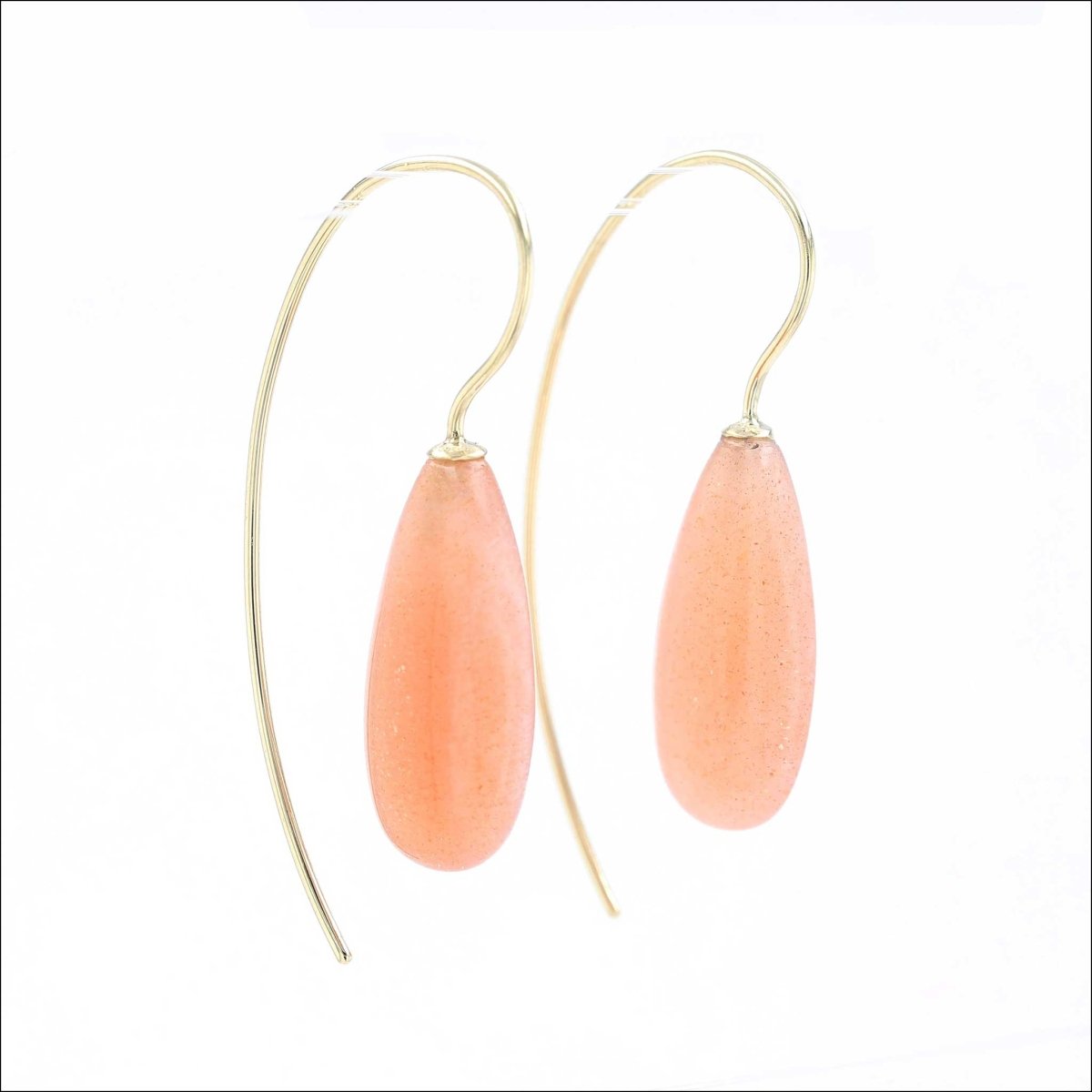 Sunstone Smooth Briolette Wire Earrings 18KY - JewelsmithEarrings