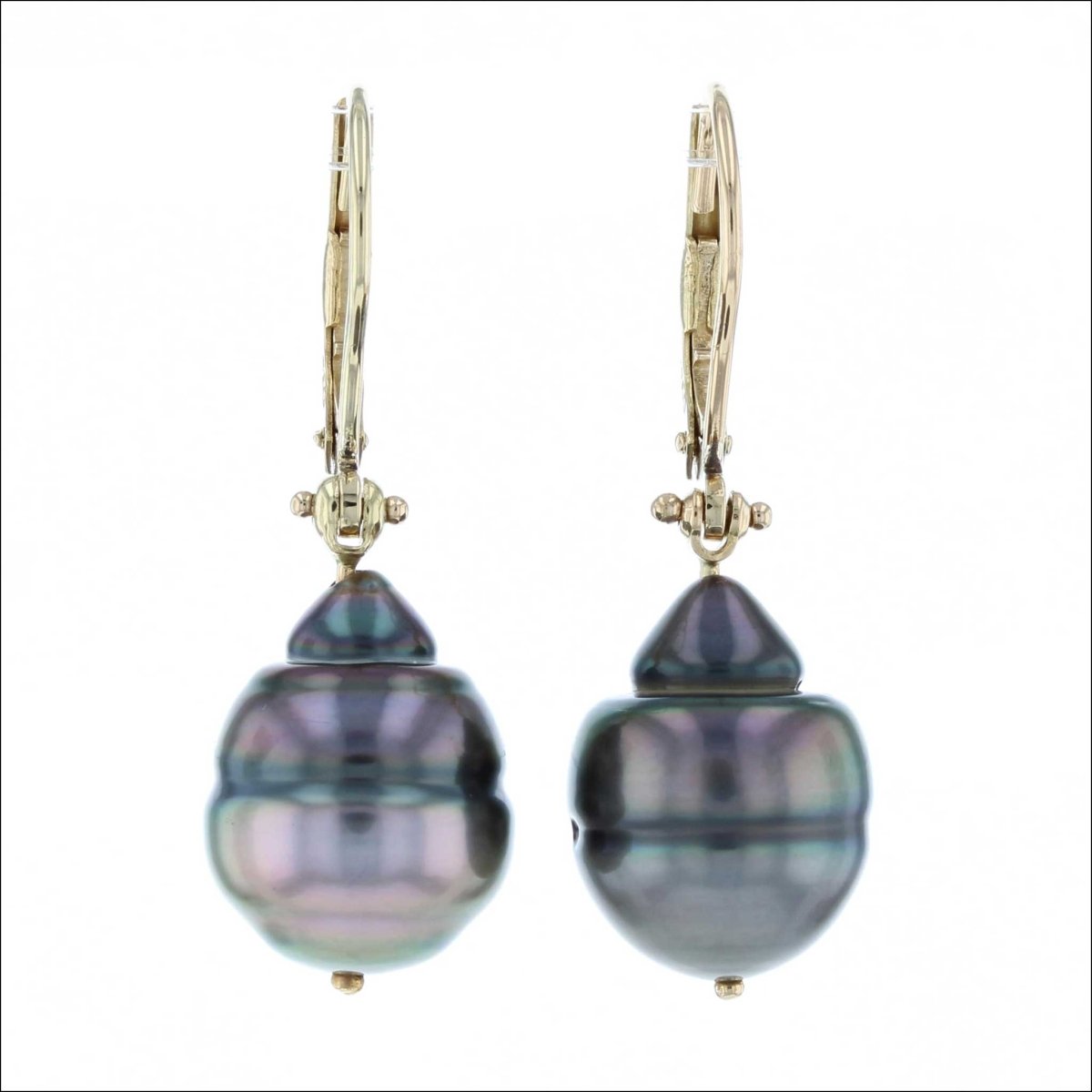 Tahitian Drop Pearl Lever Back Earrings 18KY (Consignment) - JewelsmithEarrings