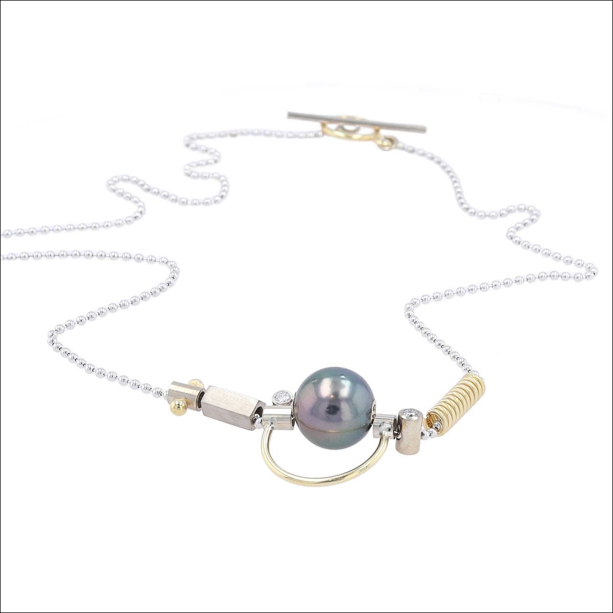 Tahitian Pearl Diamond "Parts" Necklace 18KY 14KW - JewelsmithNecklaces