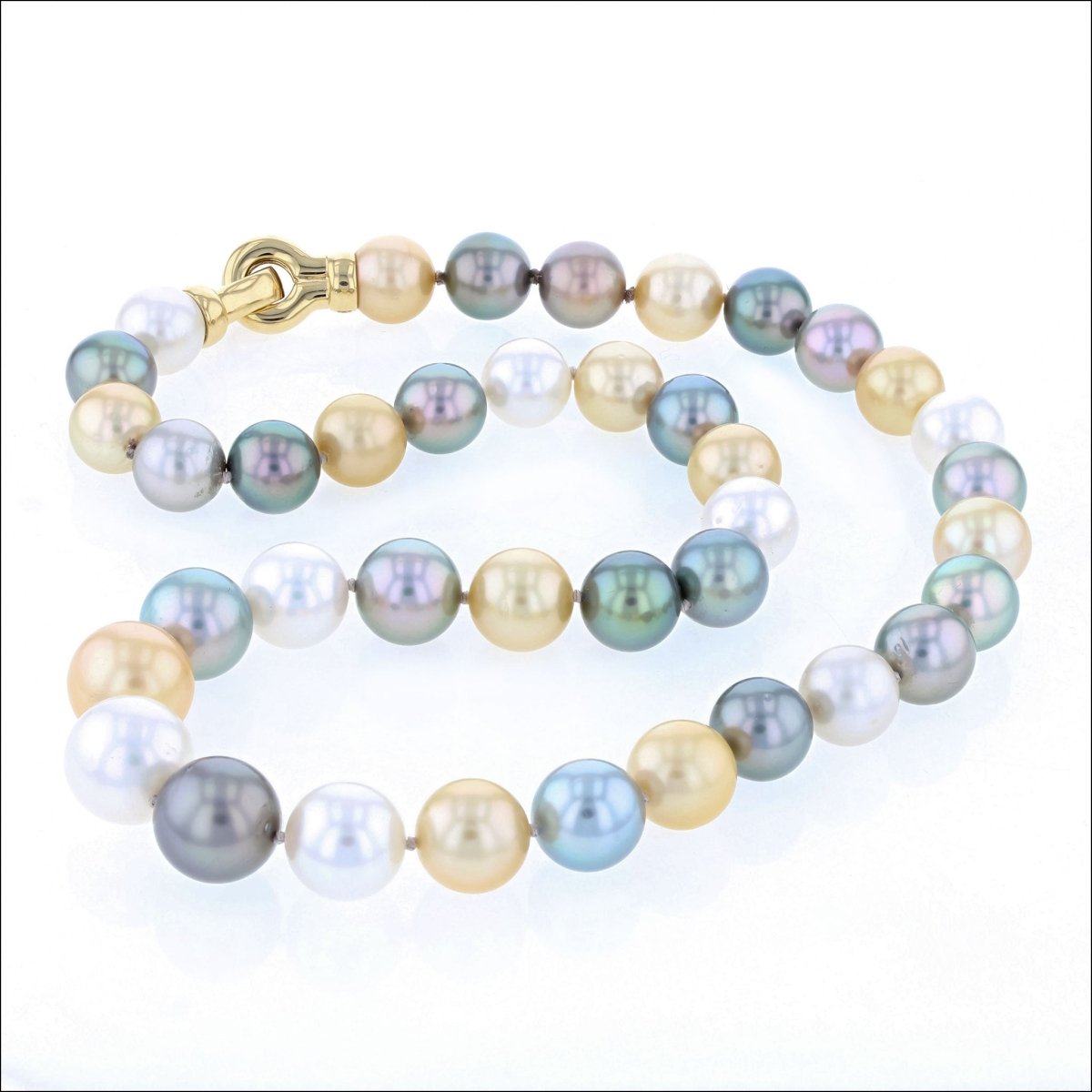 Tahitian South Sea Multi - Colored Pearl Strand Necklace 18KY 18.5" - JewelsmithNecklaces