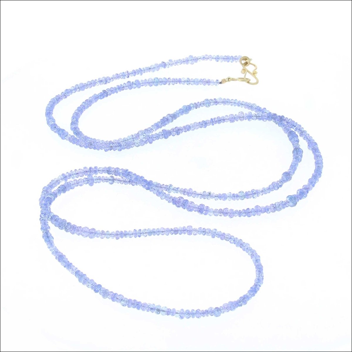 Tanzanite Bead Strand Necklace 18KY 36" - JewelsmithNecklaces