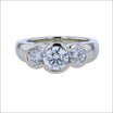 Three Stone Partial Bezel Diamond Ring 14KW (Consignment) - Jewelsmith - Durham NC - Handcrafted - Rings