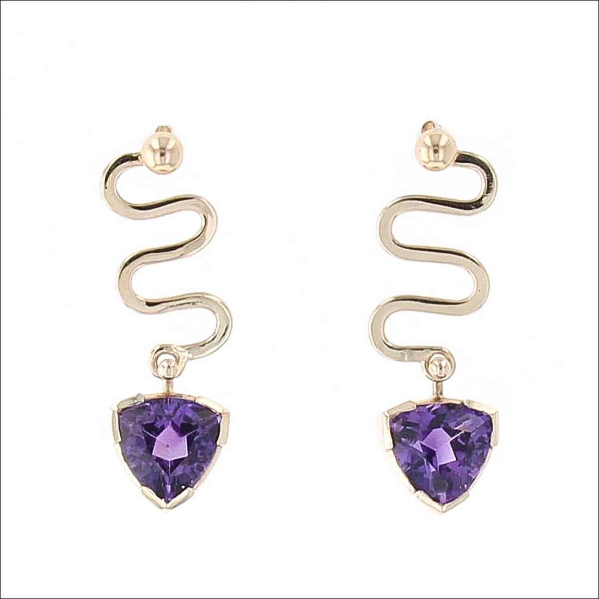 Trillion Amethyst Squiggle Earring Jackets 14KY (Consignment) - JewelsmithEarrings