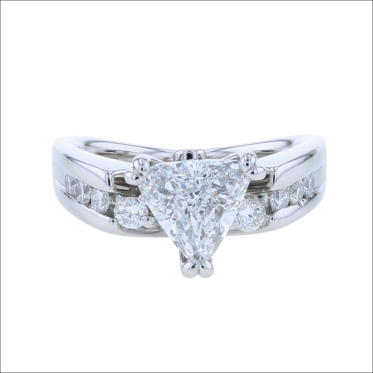 Trillion Diamond with Round Diamond Accents Ring Platinum (Consignment) - Jewelsmith - Durham NC - Handcrafted - Rings