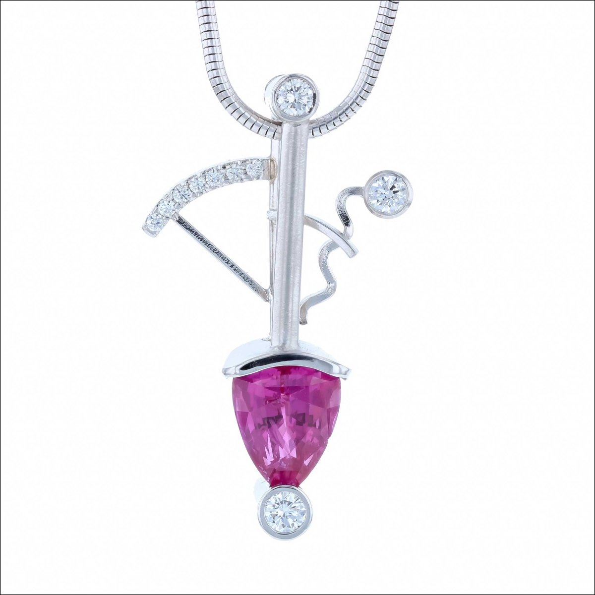 Trillion Pink Sapphire Diamond Pendant Platinum (Consignment) - JewelsmithPendants