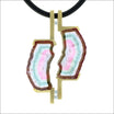 Watermelon Tourmaline Slice Diamond Pendant Neoprene Necklace 18KY (Consignment) - JewelsmithPendants