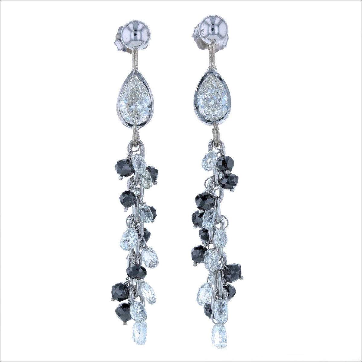 White and Black Diamond Earring Jackets Platinum 14KW (Consignment) - JewelsmithEarrings