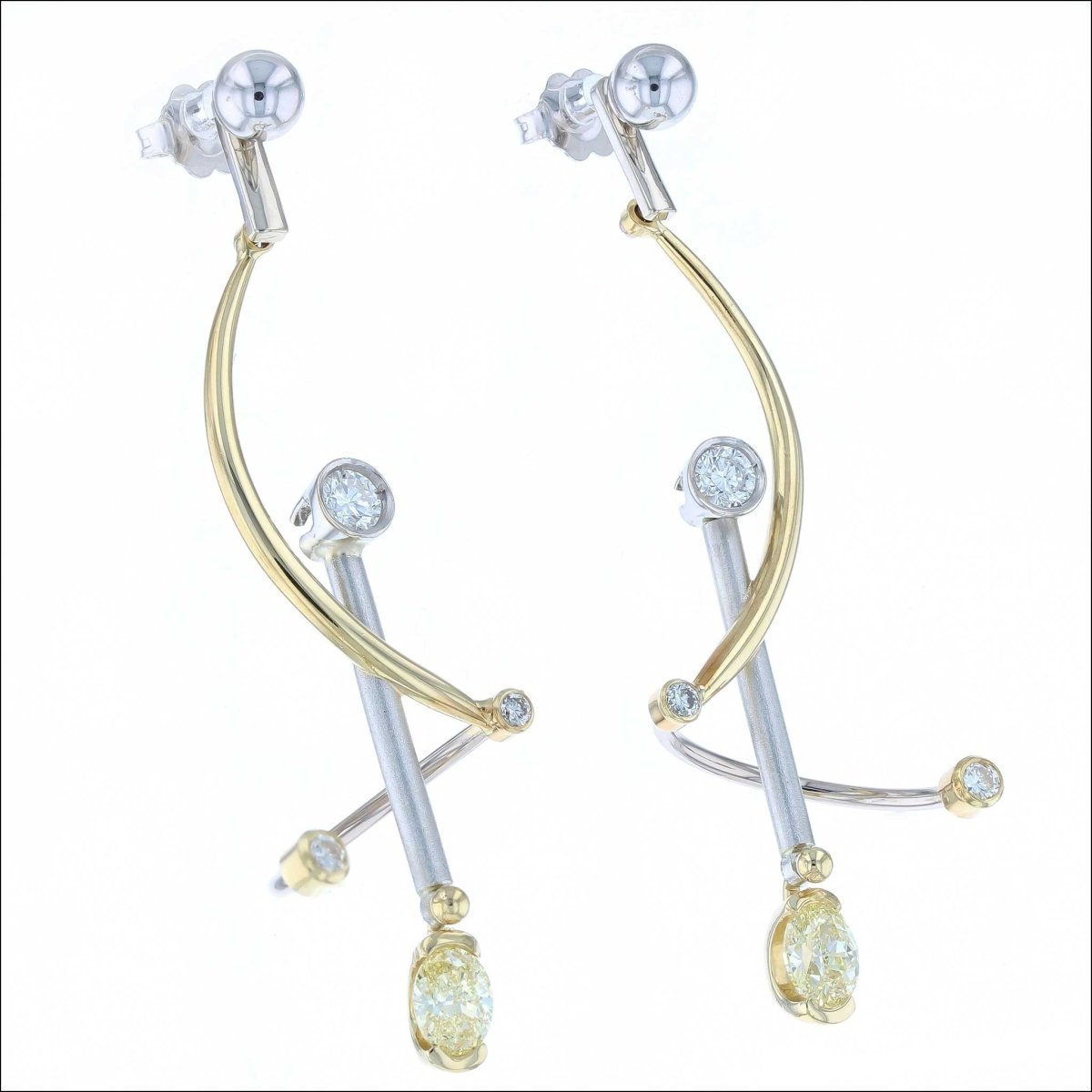 White and Yellow Diamond Swirl Earring Jackets 18KY 18KW Platinum (Consignment) - JewelsmithEarrings