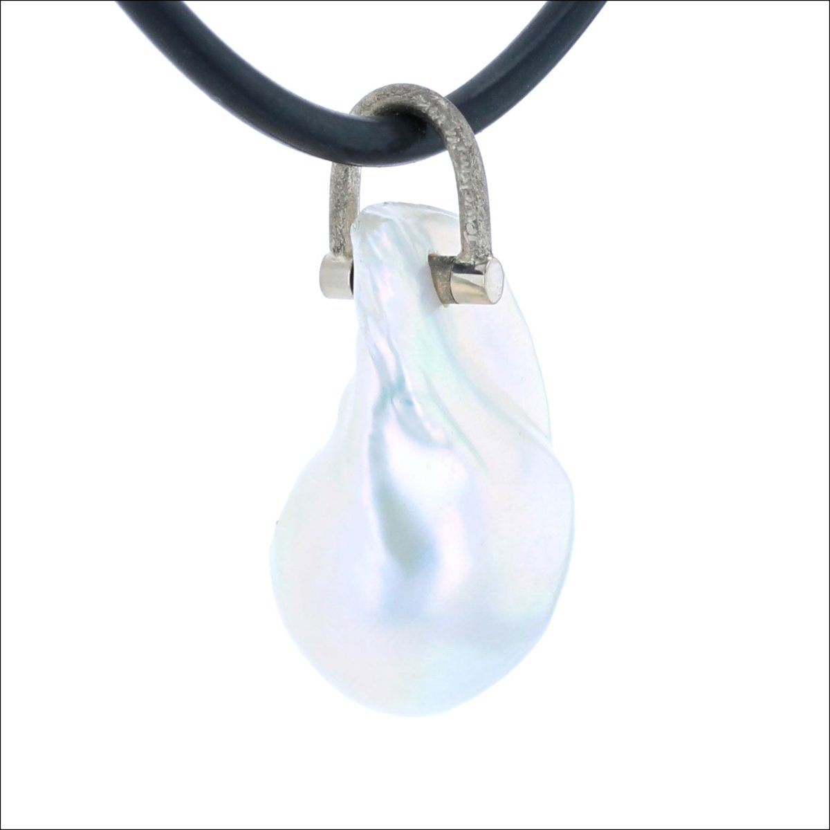 White Baroque Freshwater Fireball Pearl Pendant 14KW - JewelsmithPendants