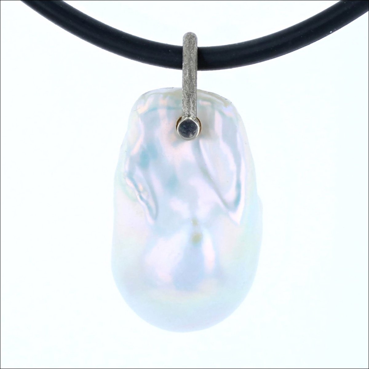 White Baroque Freshwater Fireball Pearl Pendant 14KW - JewelsmithPendants