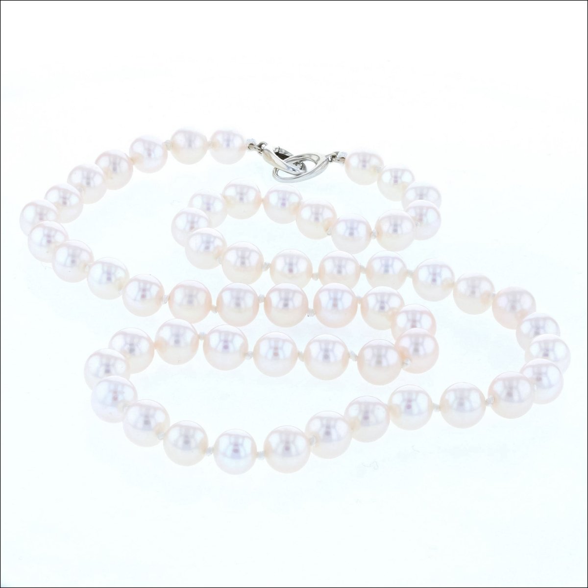 White Chinese Freshwater Pearl Strand Necklace 14KW 19" - JewelsmithNecklaces