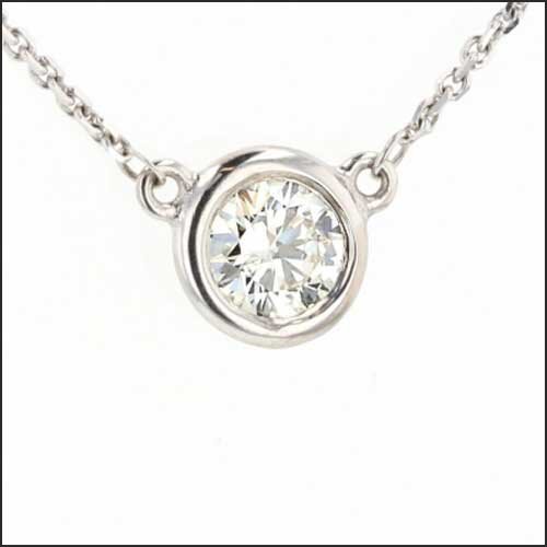 0.16ct Diamond Bezel Solitaire Necklace 14KW - JewelsmithNecklaces