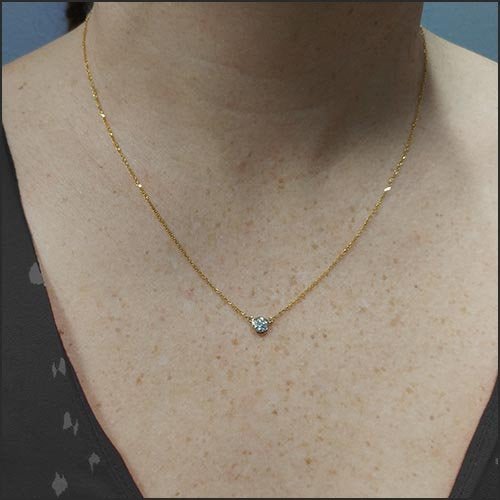0.24ct Diamond Bezel Solitaire Necklace 14KY - JewelsmithNecklaces