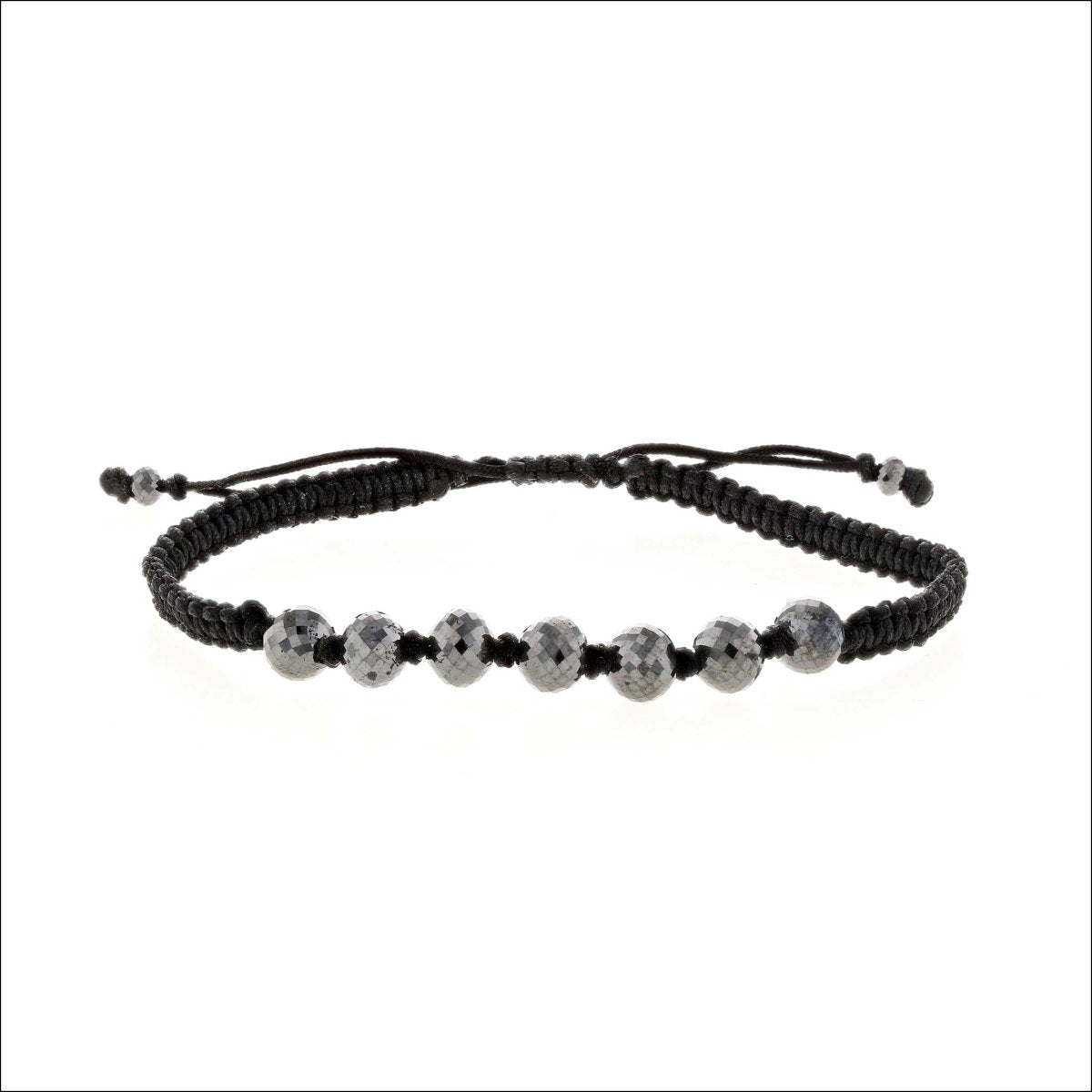 15cttw Black Diamond Bead Woven Silk Cord Bracelet - JewelsmithBracelets