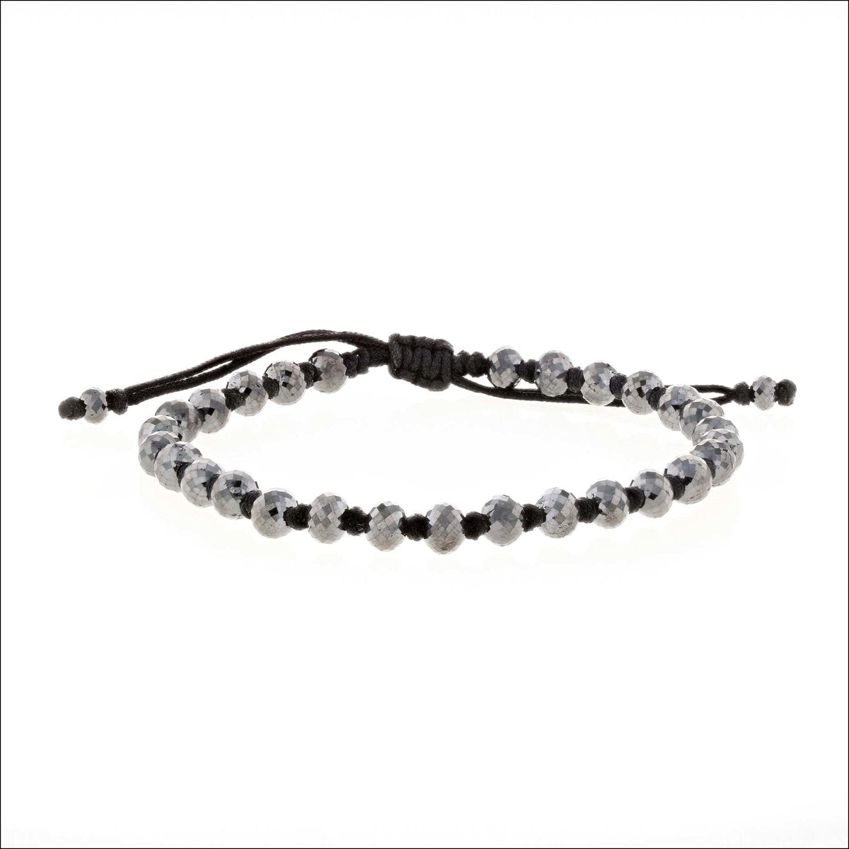 21cttw Black Diamond Bead Woven Silk Cord Bracelet - JewelsmithBracelets