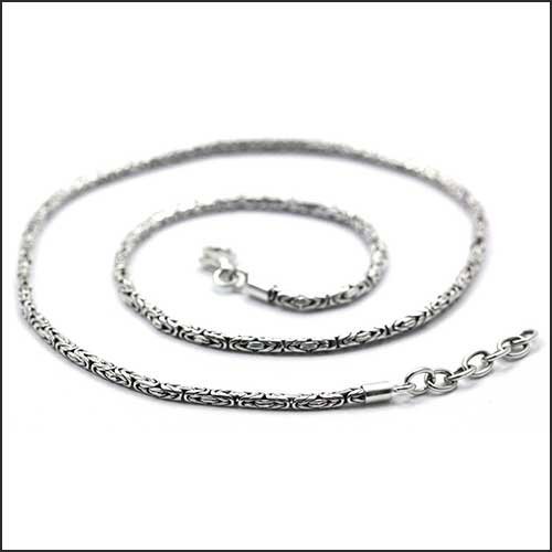 Adjustable Length Byzantine Chain Necklace Sterling Silver - JewelsmithNecklaces