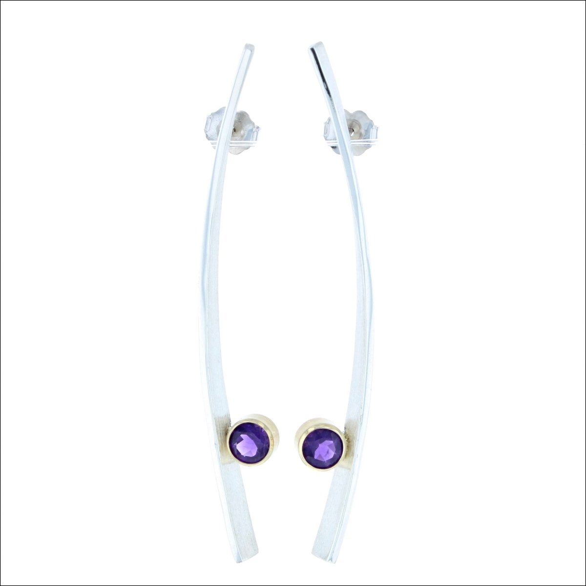 Amethyst Curve Earrings Sterling Silver 18KY - JewelsmithEarrings