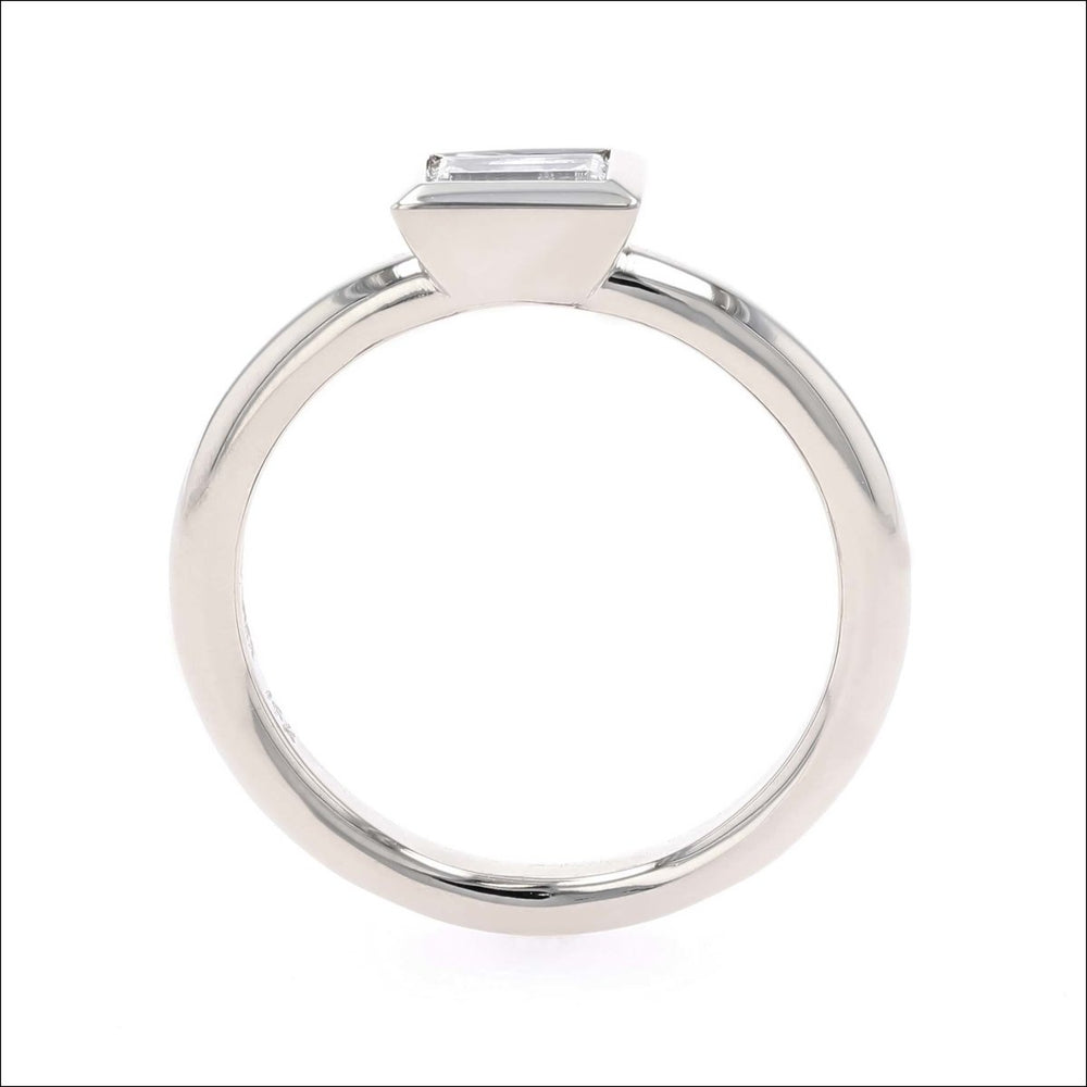 Bezel Set Baguette Diamond Engagement Ring 14KW