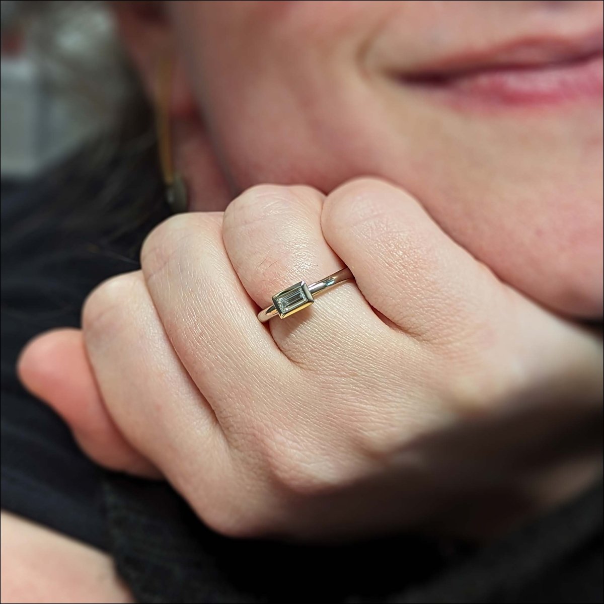 Bezel set baguette diamond ring Clearance