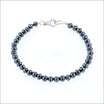 Black Diamond Bead Strand Bracelet 14KW 8" - JewelsmithBracelets
