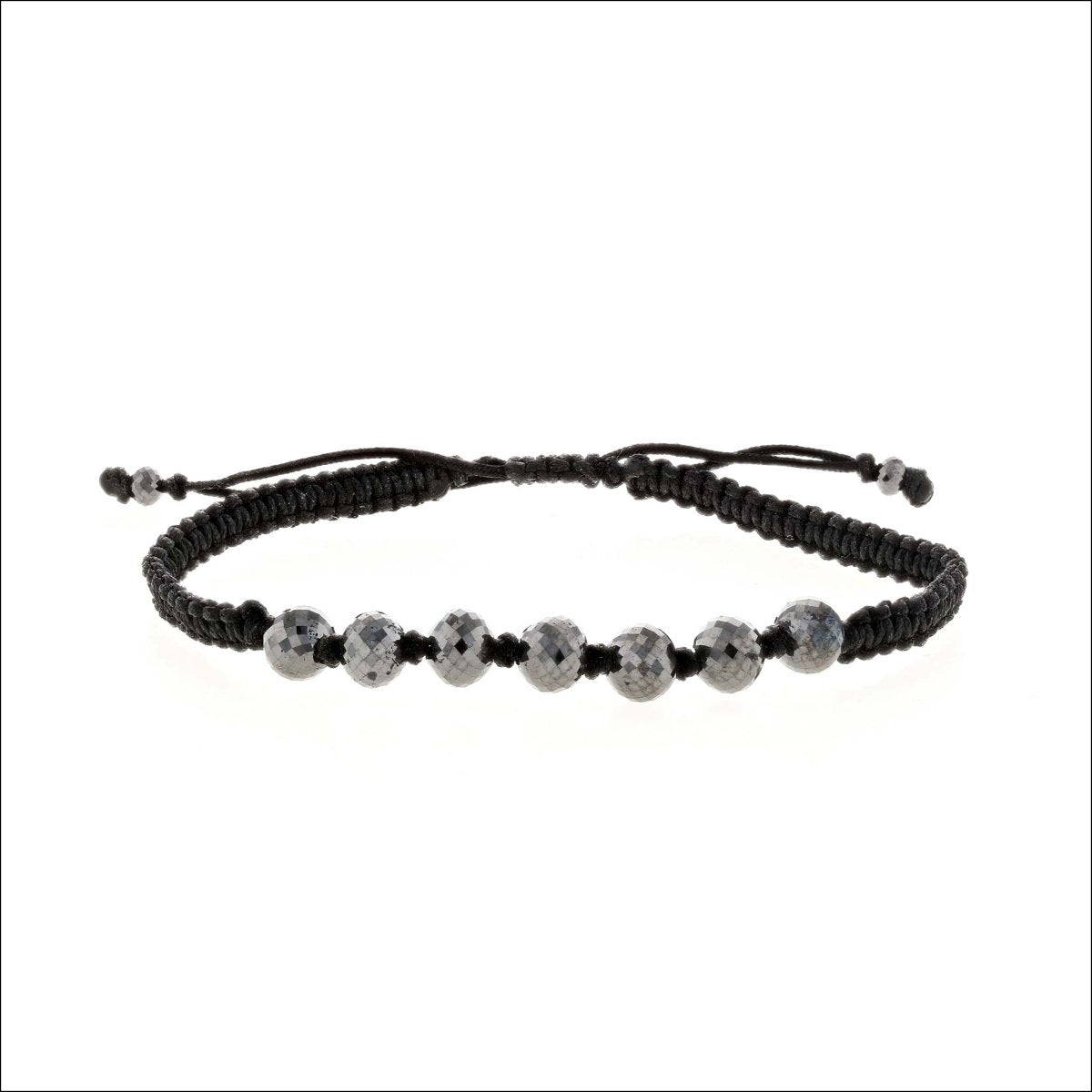 Black Diamond Bead Woven Black Silk Cord Bracelet - JewelsmithBracelets