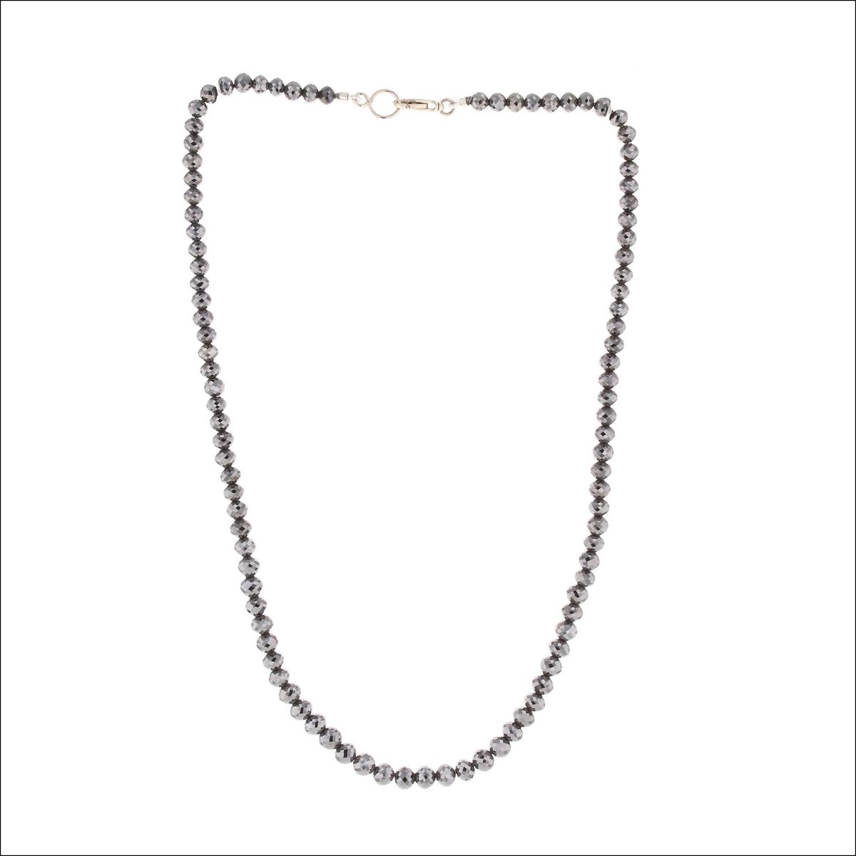 Black Diamond Round Bead Strand 17" 14KW - JewelsmithNecklaces