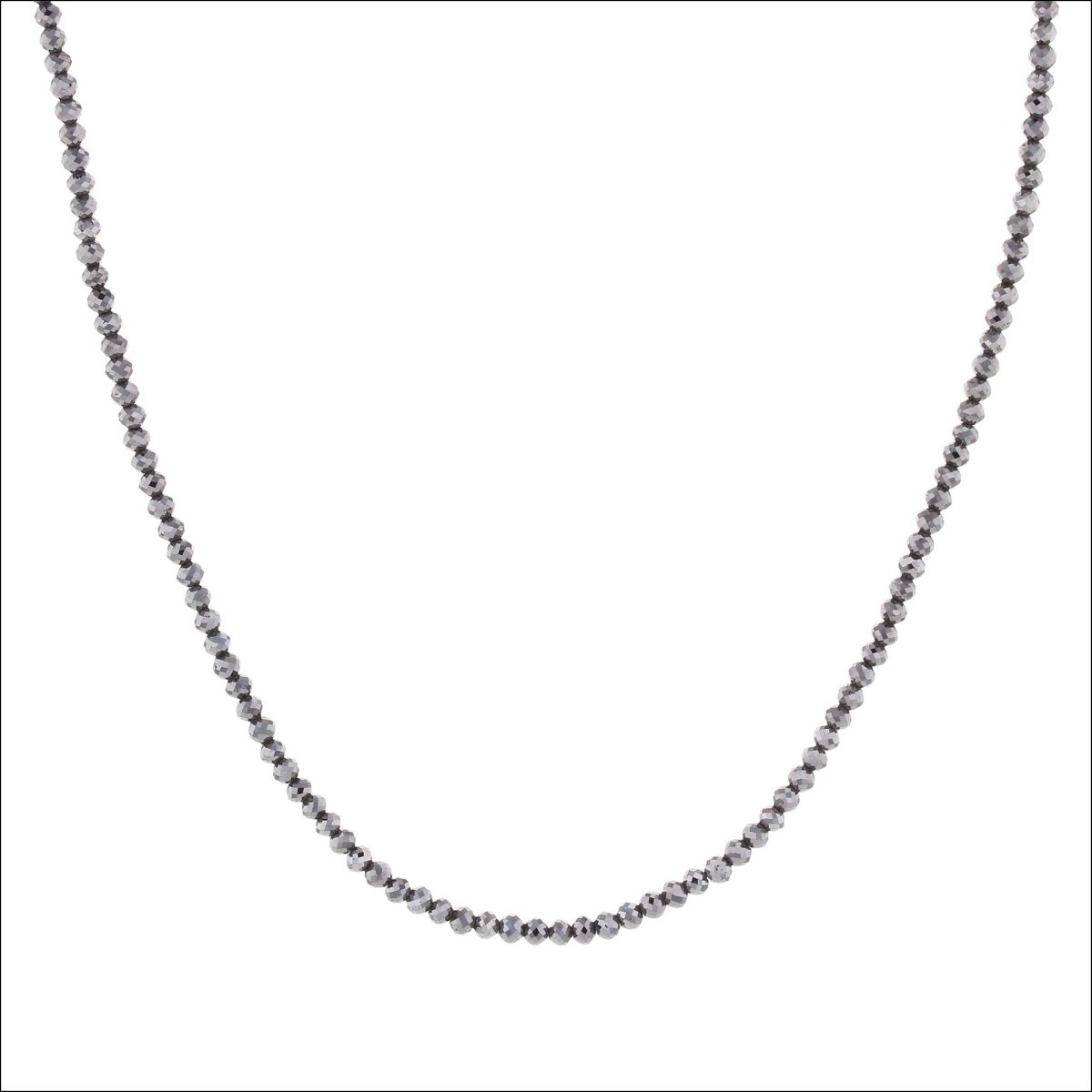 Black Diamond Round Bead Strand 18" 14KW - JewelsmithNecklaces