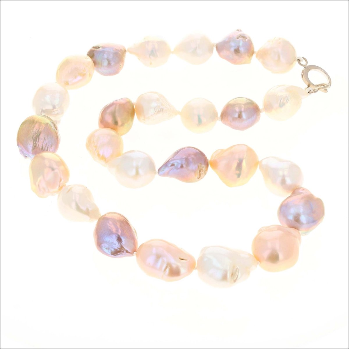 Chinese Freshwater Fireball Pearl Strand Necklace 18KW (Consignment) - JewelsmithNecklaces