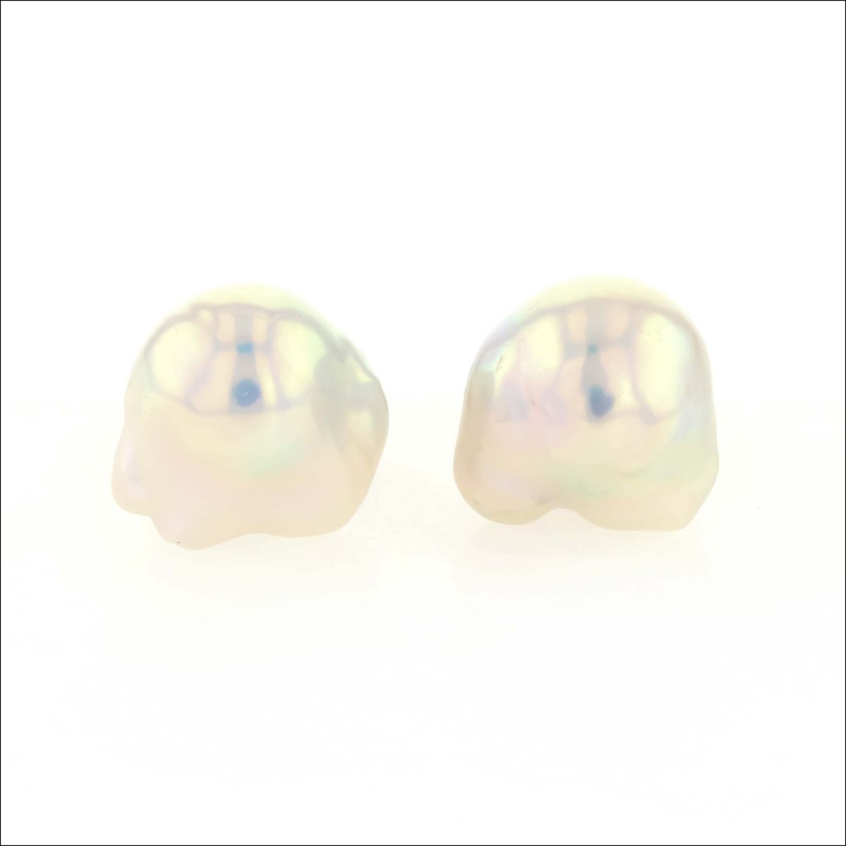 Chinese Freshwater Fireball Pearl Stud Earrings 14KW (Consignment) - JewelsmithEarrings