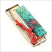 Chrysocolla with Cuprite Brooch/Pendant 18KY Oxidized Sterling Silver (Consignment) - JewelsmithPendants