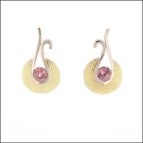Cinnamon Zircon Textured Earrings 18KY 14KW - JewelsmithEarrings