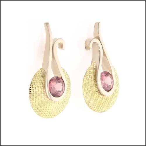Cinnamon Zircon Textured Earrings 18KY 14KW - JewelsmithEarrings