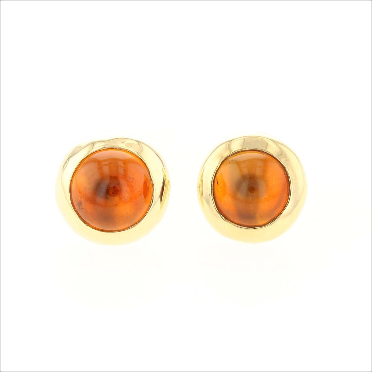 Citrine Cabochon Wide Bezel Stud Earrings 18KY (Consignment) - JewelsmithEarrings