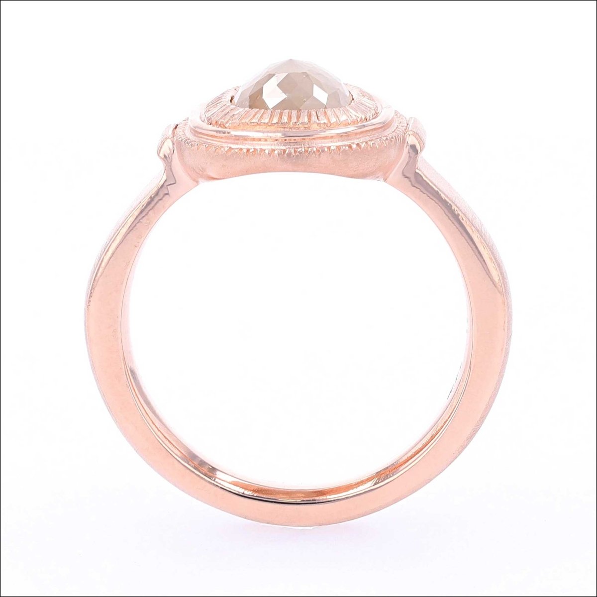 Cushion Rose Cut Diamond Coin Edge Halo Engagement Ring 14K Rose - JewelsmithEngagement Rings