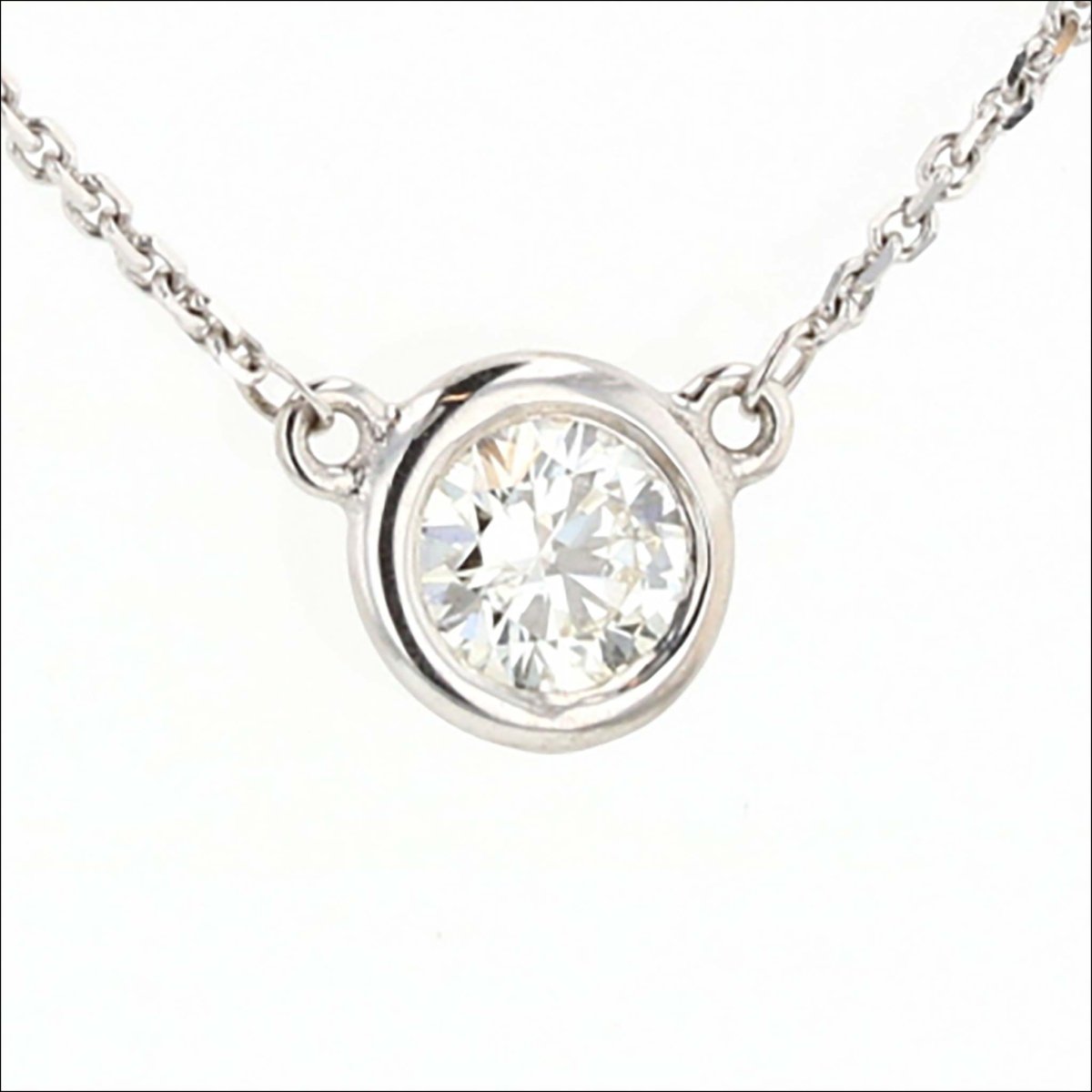 Diamond 0.40ct Bezel Solitaire Necklace 14KW - JewelsmithNecklaces