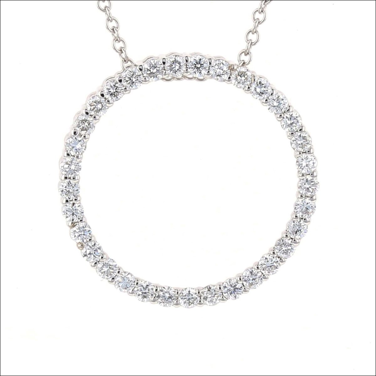 Diamond 0.75cttw Circle Necklace 14KW - JewelsmithNecklaces