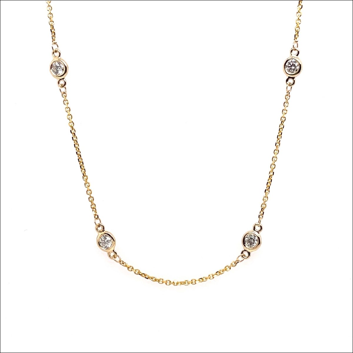 Diamond 1.34cttw Station Necklace 14KY 18" - JewelsmithNecklaces