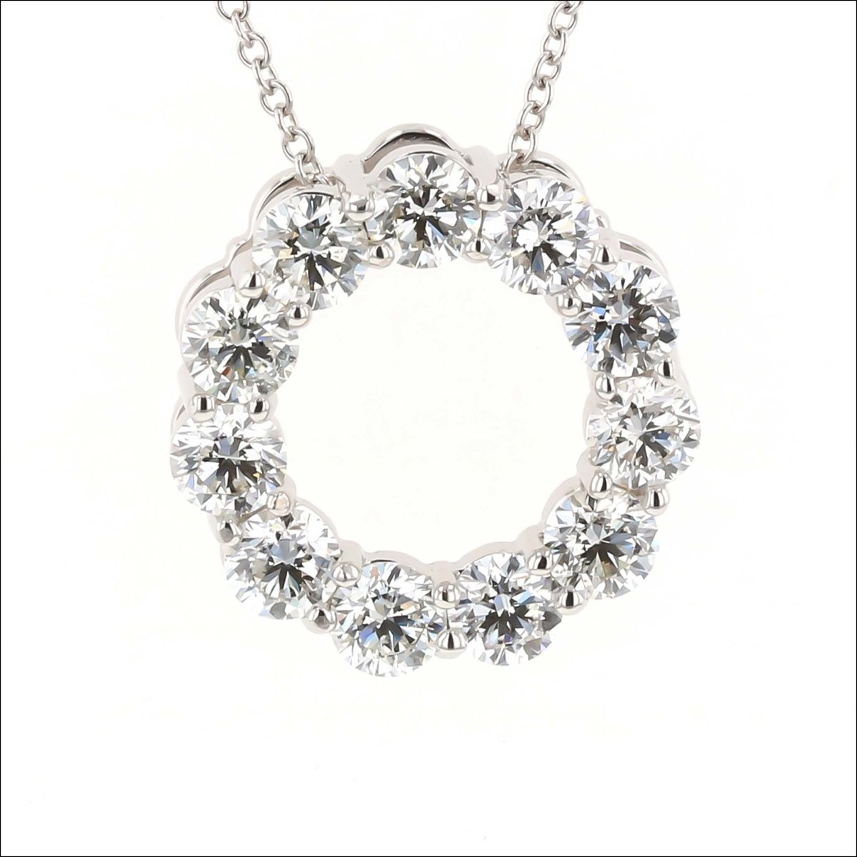 Diamond 2.04cttw Circle Necklace 14KW - JewelsmithNecklaces