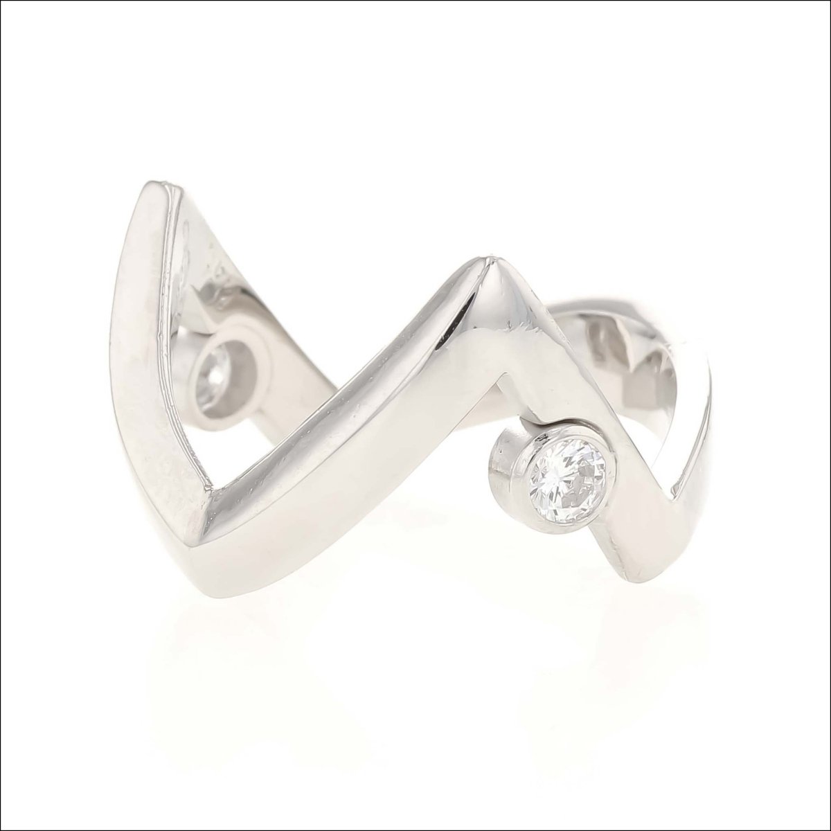 Diamond Asymmetrical Zig Zag Ring (Consignment) - JewelsmithRings